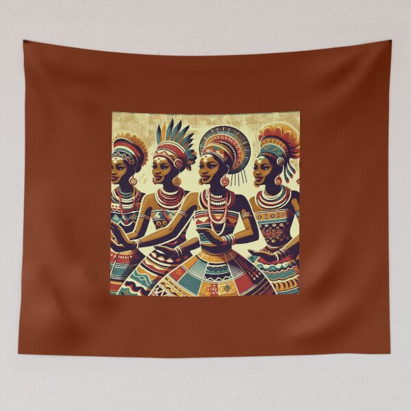 Item preview, Igbo Traditional Dancers in Retro Colors designed and sold by PrintAfricanArt.