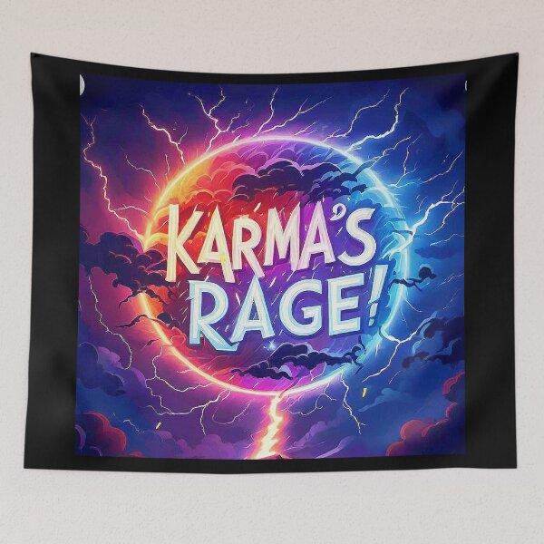 Item preview, Inspirational Spiritual Of a multicolor fire  lightning storm with the big phrase "KARMA'S RAGE!" in the centre Inside a circle. designed and sold by Giulivo Store Graphic.