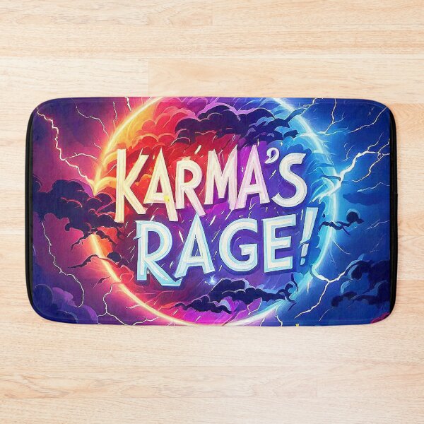 Item preview, Inspirational Spiritual Of a multicolor fire  lightning storm with the big phrase "KARMA'S RAGE!" in the centre Inside a circle. designed and sold by Giulivo Store Graphic.