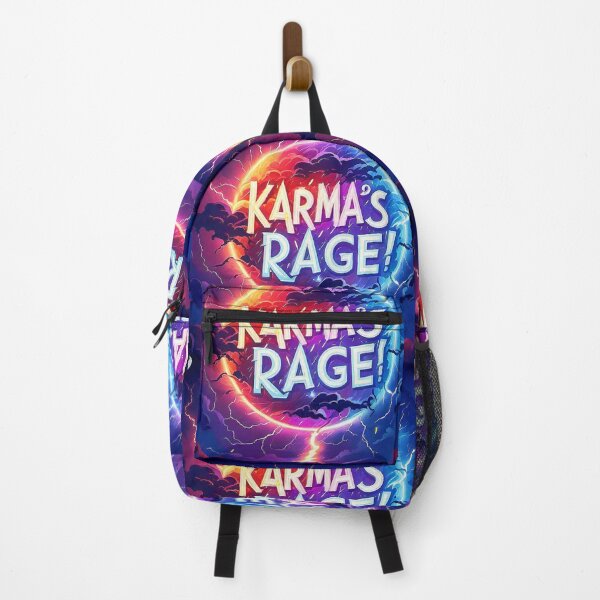 Item preview, Inspirational Spiritual Of a multicolor fire lightning storm with the big phrase "KARMA'S RAGE!" in the centre Inside a circle. designed and sold by Giulivo Store Graphic.