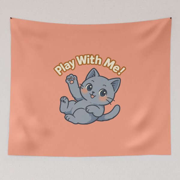 Item preview, Blue British Kitten Reaching Playfully designed and sold by Yuliya Brush.