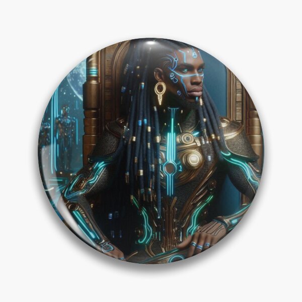 Item preview, Cyber Crowned – Afro-Futuristic King on Throne designed and sold by RushPrints88.