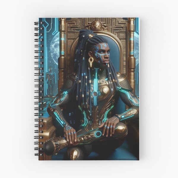 Item preview, Cyber Crowned – Afro-Futuristic King on Throne designed and sold by RushPrints88.