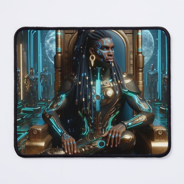 Item preview, Cyber Crowned – Afro-Futuristic King on Throne designed and sold by RushPrints88.