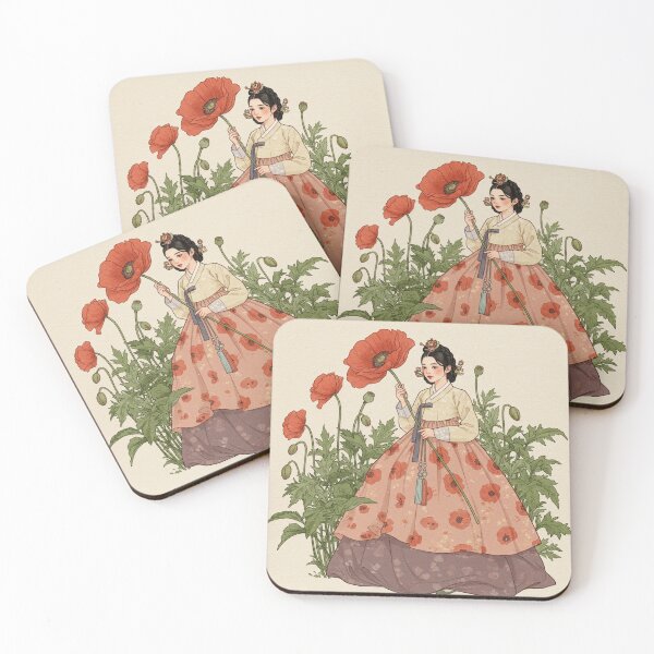 Item preview, The Poppy Maiden – Korean Girl in Traditional Hanbok designed and sold by Pasteltone.