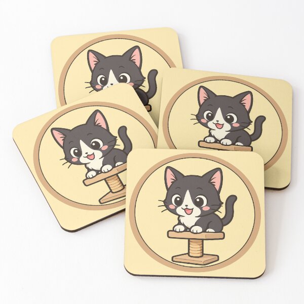 Item preview, Tuxedo Kitten Curious On Cat Tower designed and sold by Yuliya Brush.