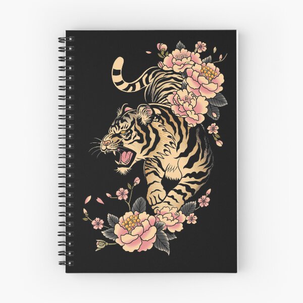 Item preview, Japanese tiger with pink flowers designed and sold by xiao xuans.