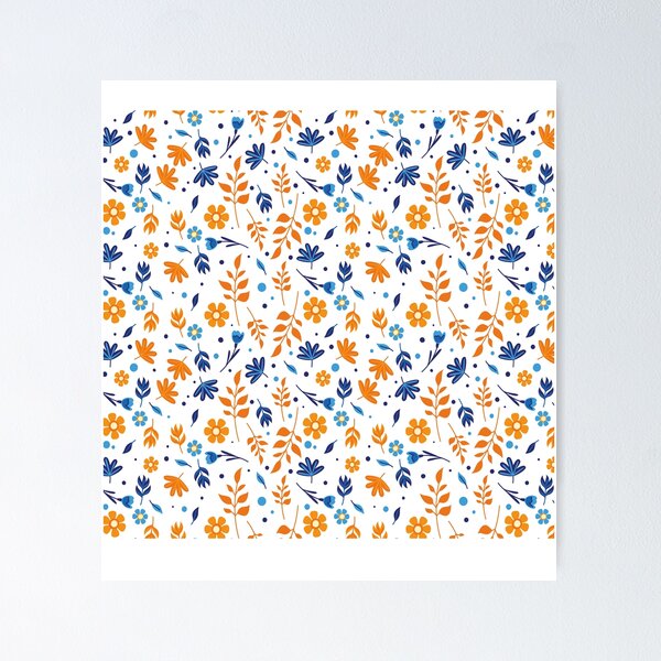 Item preview, Beautiful orange floral pattern flat lay designed and sold by Jamildesign.
