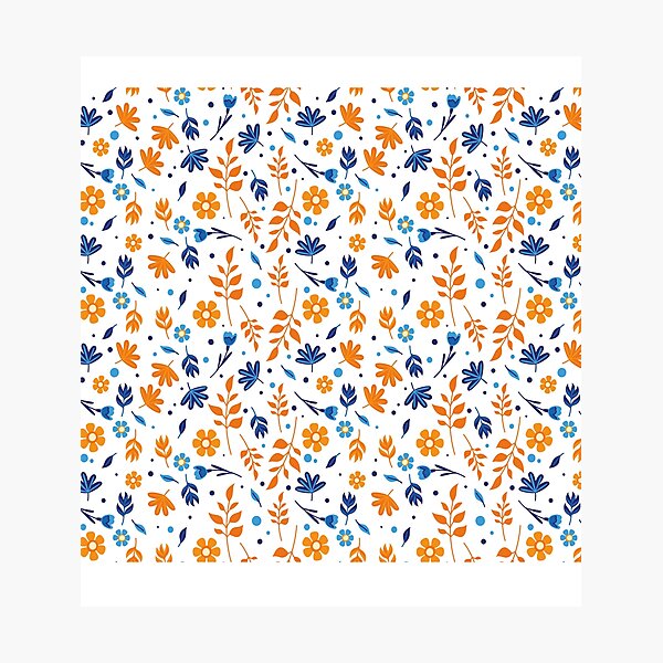 Aperçu de l'œuvre Magnique motif floral orange à plat créée et vendue par Jamildesign.