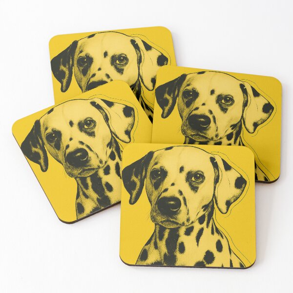 Item preview, Dalmatian Dog Pop Art – Yellow Retro Portrait Print designed and sold by BubbleDesigns49.