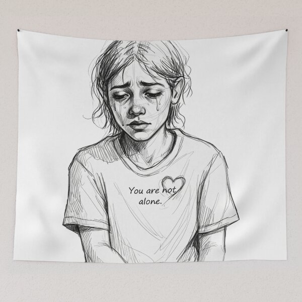 Item preview, You Are Not Alone – Emotional Sketch for Mental Health Awareness designed and sold by Just Meaningful.