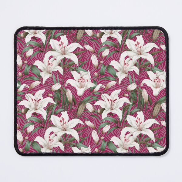 Item preview, lilies with zebra stripes pink designed and sold by Alessandro Remo Mazzoni Remotextiles.