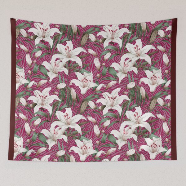 Item preview,  lilies with zebra stripes pink designed and sold by Alessandro Remo Mazzoni Remotextiles.
