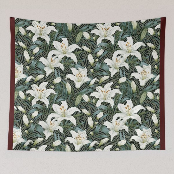 Item preview, lilies with zebra stripes black designed and sold by Alessandro Remo Mazzoni Remotextiles.