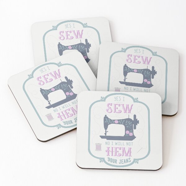 Item preview, Yes I Sew, No I Will Not Hem Your Jeans - Hand Lettered Sewing Quote with Vintage Machine designed and sold by KelleneHunter.