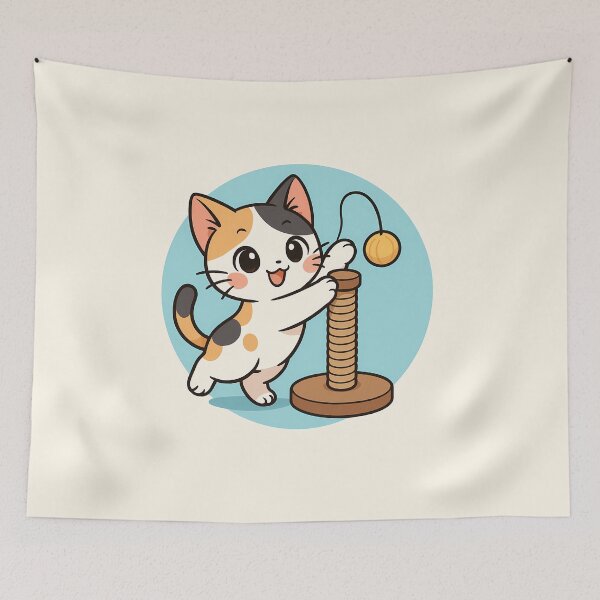 Item preview, Calico Kitten On Tiny Scratcher designed and sold by Yuliya Brush.