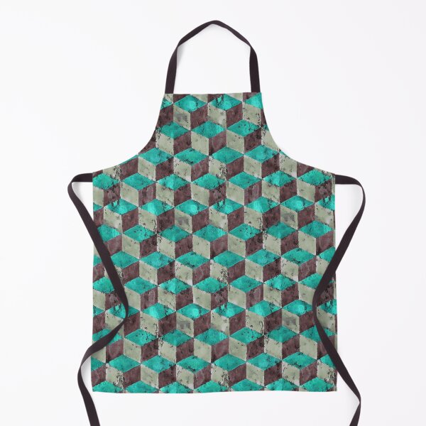 Item preview,  watercolor cubes handmade green brown designed and sold by Alessandro Remo Mazzoni Remotextiles.