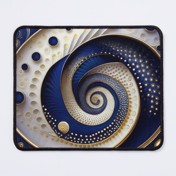 Item preview, Blue White Gold Abstract Fibonacci Art 5 designed and sold by Vicky Brago-Mitchell®.