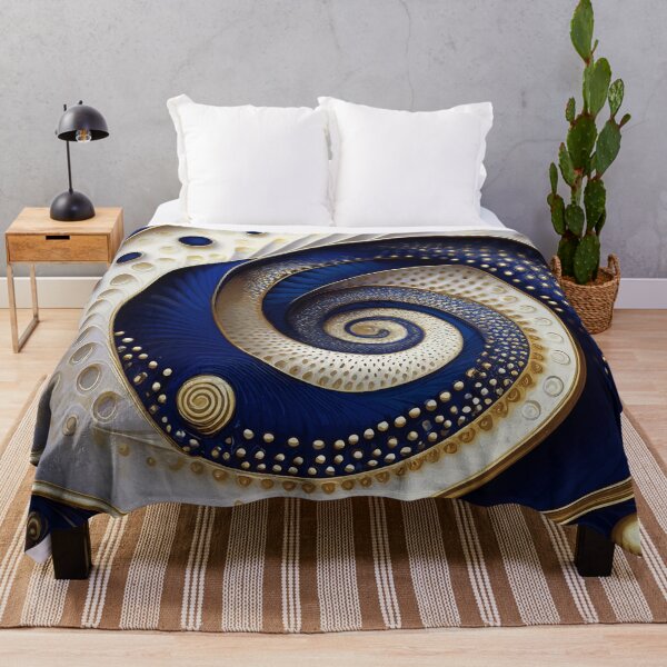 Item preview, Blue White Gold Abstract Fibonacci Art 5 designed and sold by Vicky Brago-Mitchell®.