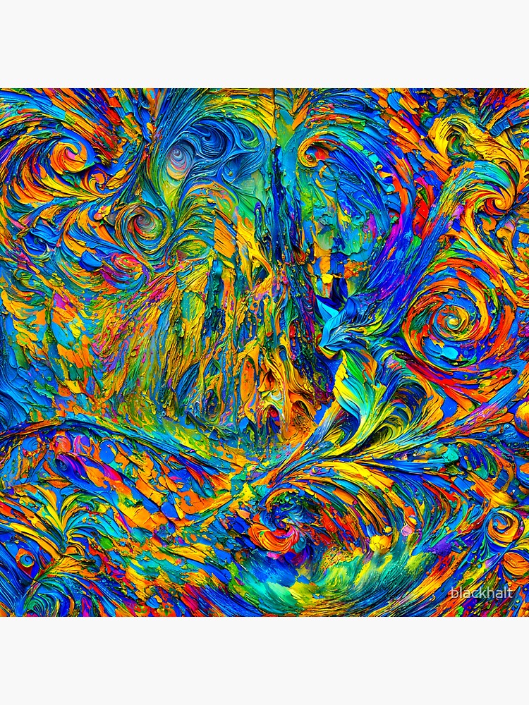 Thumbnail 3 of 3, Sticker, Echoes of a Cat in Colorstorm designed and sold by blackhalt.