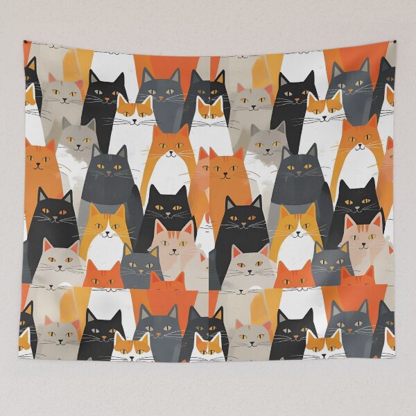 Aperçu de l'œuvre Motif de chat orange créée et vendue par PatronesKawai.