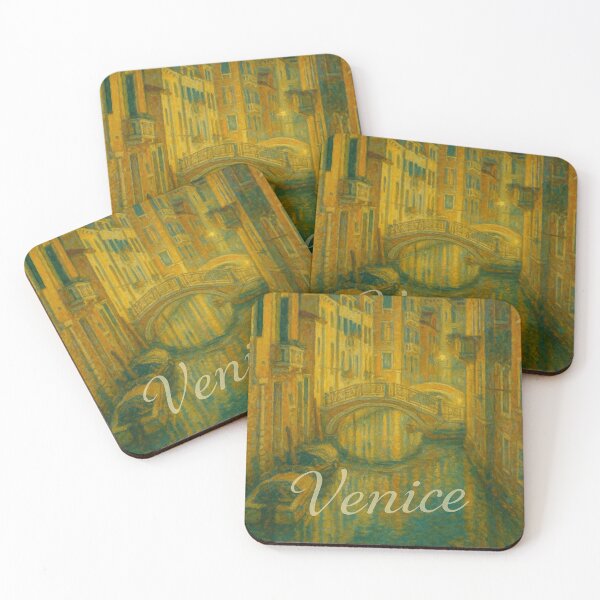 Item preview, Impressionist Venice Canal Night Scene Bridge and Gondolas designed and sold by Maljonic.