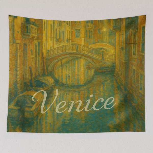 Item preview, Impressionist Venice Canal Night Scene Bridge and Gondolas designed and sold by Maljonic.