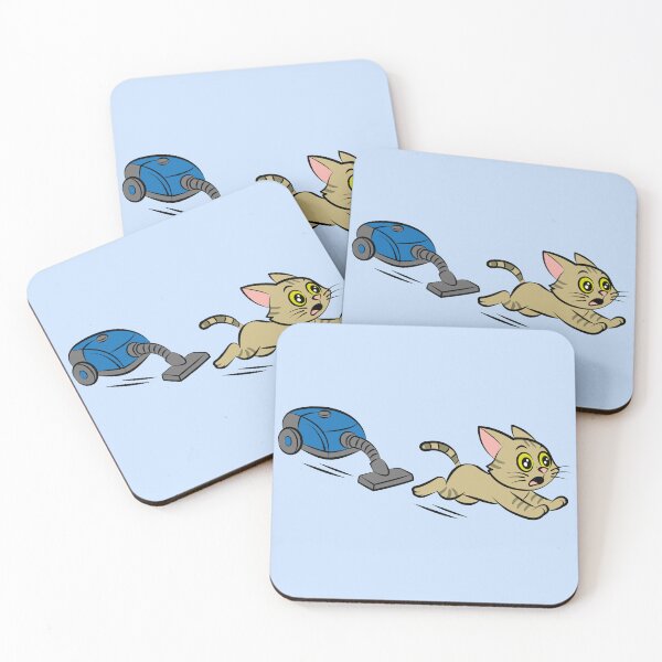 Item preview, Funny Cartoon Cat Running from Vacuum Cleaner designed and sold by fishdesigns.