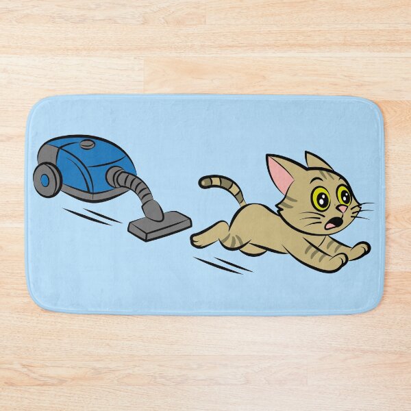 Item preview, Funny Cartoon Cat Running from Vacuum Cleaner designed and sold by fishdesigns.