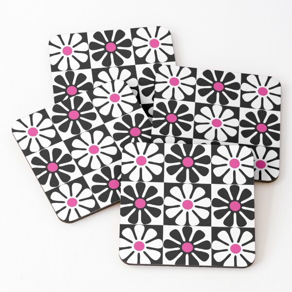 Item preview, 60's Retro Big Flowers in Black, White and Pink designed and sold by MellowCat.