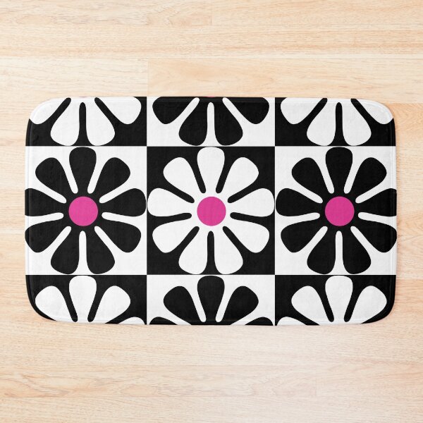 Item preview, 60's Retro Big Flowers in Black, White and Pink designed and sold by MellowCat.