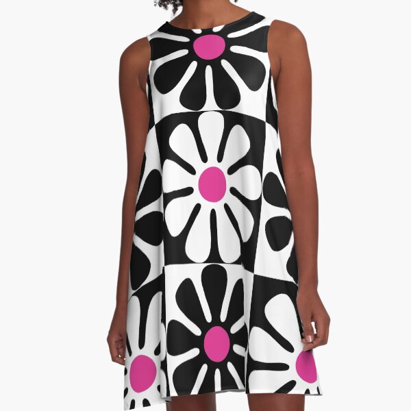 Item preview, 60's Retro Big Flowers in Black, White and Pink designed and sold by MellowCat.