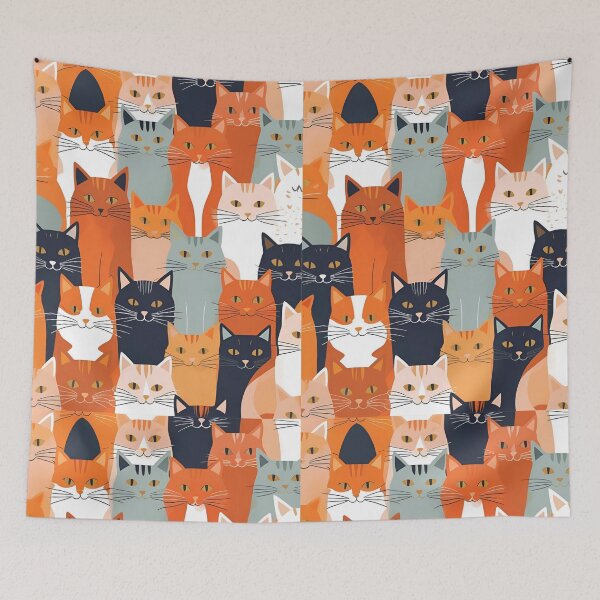 Aperçu de l'œuvre Motif de chat orange créée et vendue par PatronesKawai.