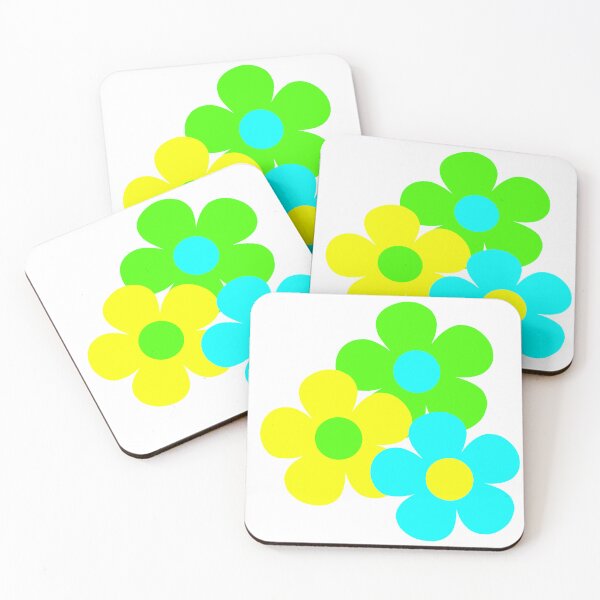 Item preview, 60's Flower Power Pop Flowers in Blue, Green and Yellow designed and sold by MellowCat.