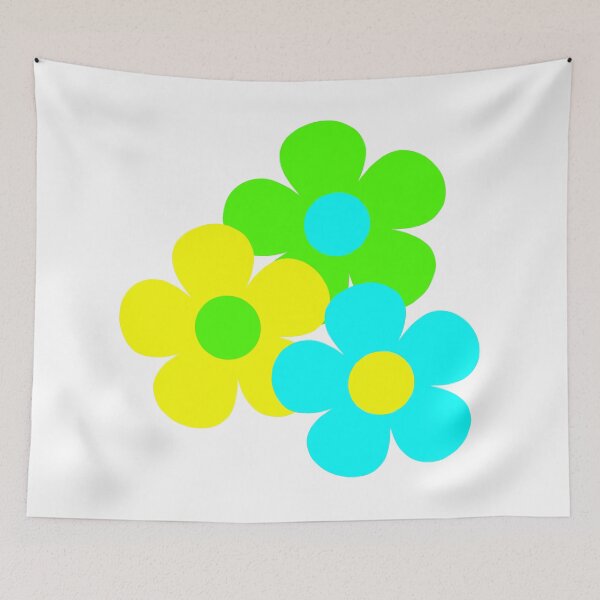 Item preview, 60's Flower Power Pop Flowers in Blue, Green and Yellow designed and sold by MellowCat.