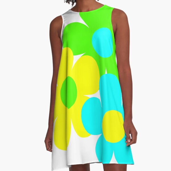 Item preview, 60's Flower Power Pop Flowers in Blue, Green and Yellow designed and sold by MellowCat.
