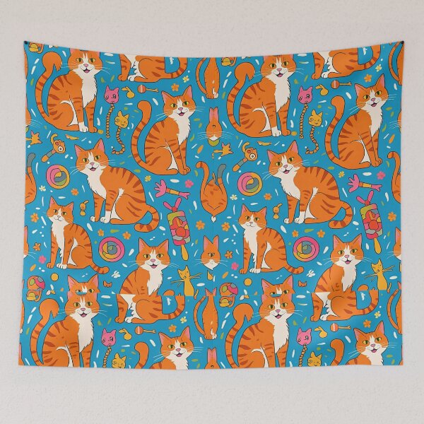Aperçu de l'œuvre Motif de chat orange créée et vendue par PatronesKawai.