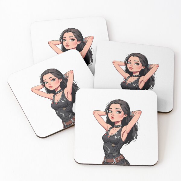 Item preview, Goth girl posing with hands behind her head sexy Illustration designed and sold by Vintage Designs +.