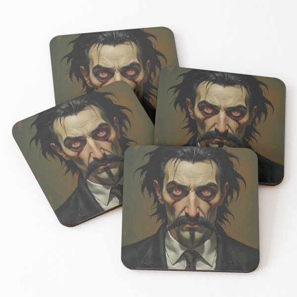 Item preview, Creepy stylized Haunted House  portrait of a old man with a mustache designed and sold by Vintage Designs +.