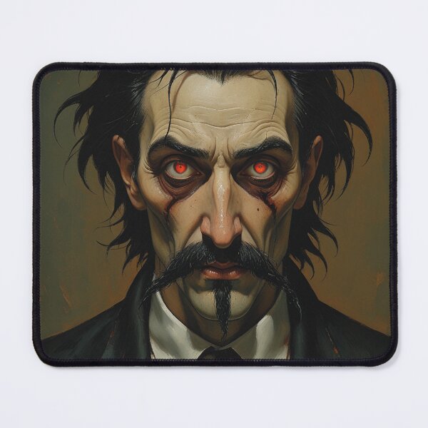 Item preview, Creepy stylized Haunted House  portrait of a old man with a mustache designed and sold by Vintage Designs +.