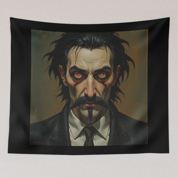 Item preview, Creepy stylized Haunted House  portrait of a old man with a mustache designed and sold by Vintage Designs +.