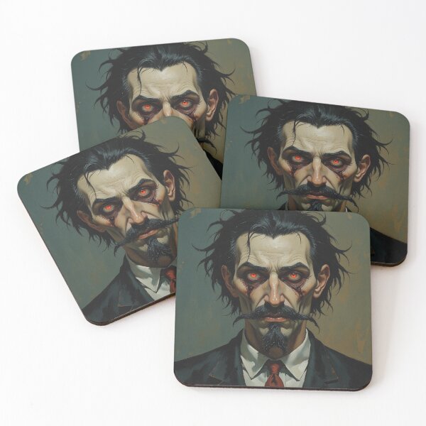Item preview, Creepy stylized Haunted House  portrait of a old man with a mustache designed and sold by Vintage Designs +.