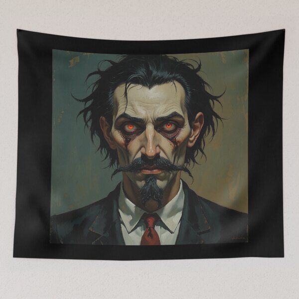 Item preview, Creepy stylized Haunted House  portrait of a old man with a mustache designed and sold by Vintage Designs +.