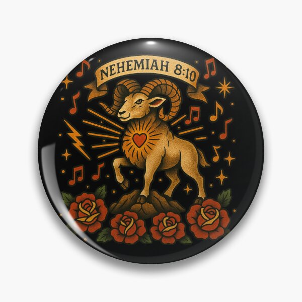Item preview, Nehemiah 8:10 Joy of the Lord Ram Tattoo Design designed and sold by FollowTheLeader.