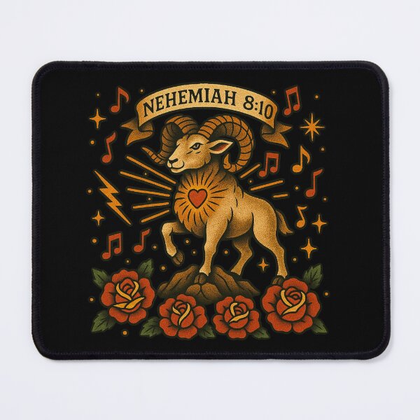 Item preview, Nehemiah 8:10 Joy of the Lord Ram Tattoo Design designed and sold by FollowTheLeader.