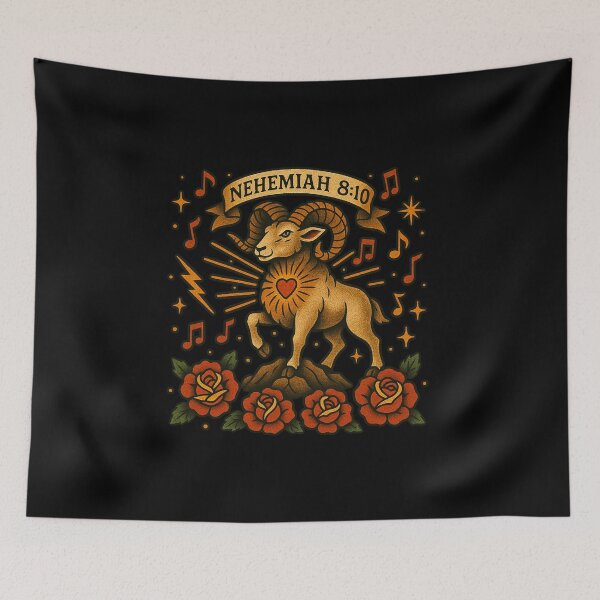 Item preview, Nehemiah 8:10 Joy of the Lord Ram Tattoo Design designed and sold by FollowTheLeader.