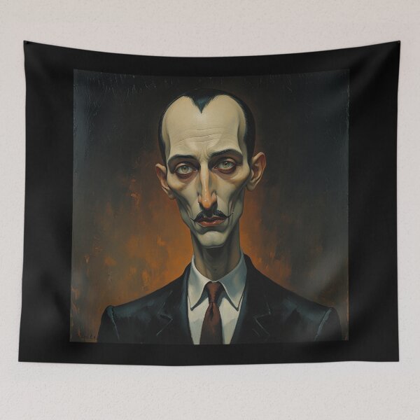 Item preview, Creepy stylized Haunted House  portrait of a old man with a mustache designed and sold by Vintage Designs +.