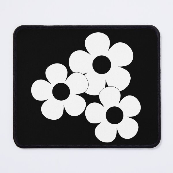 Item preview, 60's Flower Power Pop Flowers White Flowers on Black designed and sold by MellowCat.