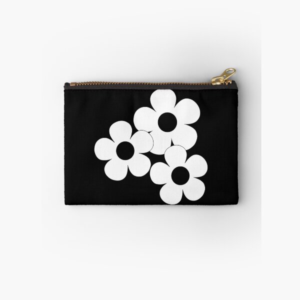 Item preview, 60's Flower Power Pop Flowers White Flowers on Black designed and sold by MellowCat.