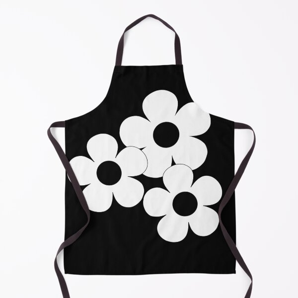Item preview, 60's Flower Power Pop Flowers White Flowers on Black designed and sold by MellowCat.